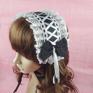Handmade Black Cotton White 34cm Maid Cosplay Lolita Headband