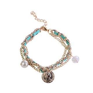 PU Woven Pearl Alloy Bracelet