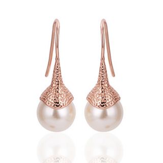 Unique Rose Gold Plated Round Pearl Earrings(More Colors)
