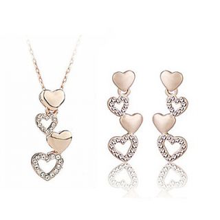 Heart Cut Alloy With Gold Plated Rhinestone Womens Fashion Necklace
