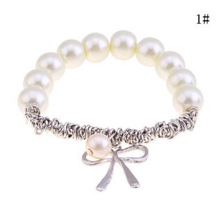 Gold Plated Pearl Bowknot Bracelet(Assorted Colors)