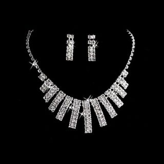 Shining Rhinestones Alloy Wedding Bridal Ladies Jewelry Set Including Necklace And Earrings