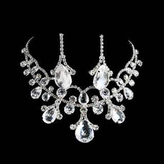 Marvelous Rhinestones Alloy Wedding Bridal Jewelry Set Including Necklace And Earrings