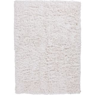 Hand woven Shags Solid Pattern Ivory Rug (5 X 8)