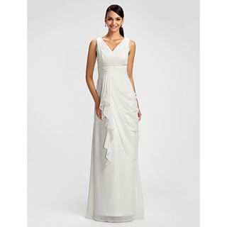 Sheath/Column V neck Floor length Chiffon Bridesmaid Dress(612467)