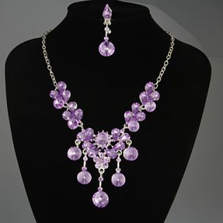 Alloy with Pretty Crystal Jewelry Sets including Earrings,Necklace