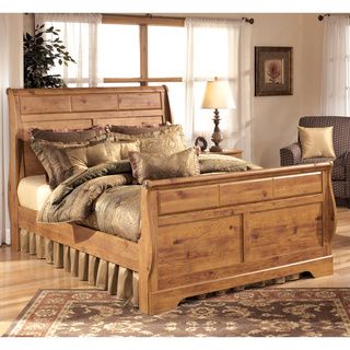 Signature Design By Ashley Bittersweet King Rustic Pine Sleigh Bed