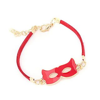 Color Acrylic Mask Pattern Braided Rope Bracelet(Assorted Colors)