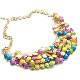 Punk Style Alloy Resin Multi row Colorful Button Necklace