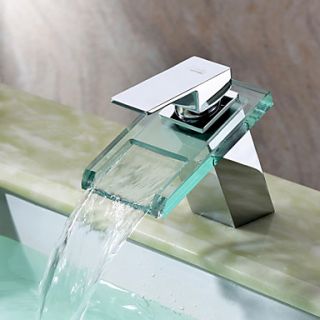 Sprinkle by Lightinthebox   Waterfall Bathroom Sink Faucet with Glass Spout(Chrome Finish)