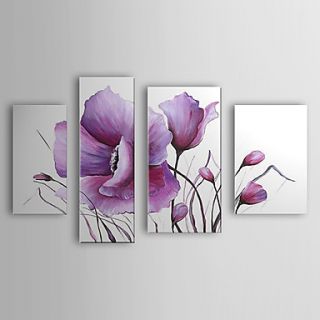 Hand Painted Oil Painting Floral Modern Flowers Set of 4 with Stretched Frame 1307 FL0162