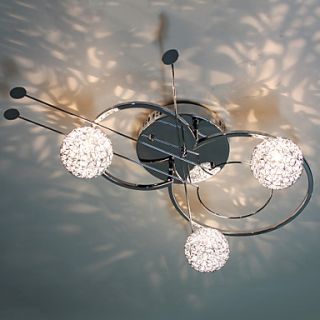 30W Artistic Modern Flush Mount with 3 Lights and 3 Spring Globe Shades in Violin Feature