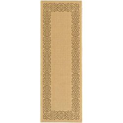 Indoor/ Outdoor Ocean Natural/ Brown Runner (24 X 67) (IvoryPattern BorderMeasures 0.25 inch thickTip We recommend the use of a non skid pad to keep the rug in place on smooth surfaces.All rug sizes are approximate. Due to the difference of monitor colo