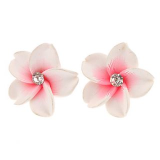 Small Flower Polymer Clay With Rhinestone Earrings