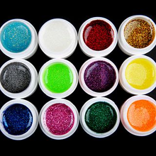 12PCS Glitter Pure Color UV Gel Fast drying Cleanser Polish