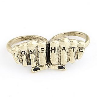 Vintage Alloy Hate Love Pattern Double Rings