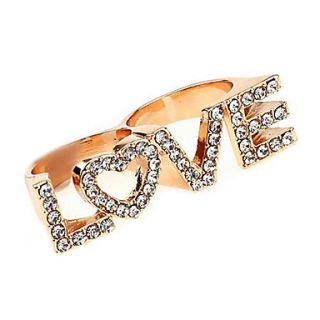 Alloy Zircon Love Pattern Double rings(Assorted Colors)