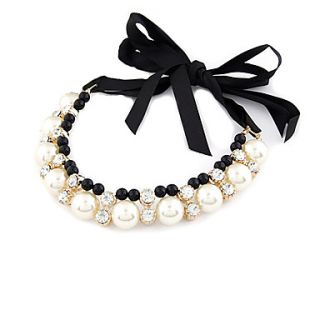 Pearl Zircon Connected Faux collar Lace Necklace