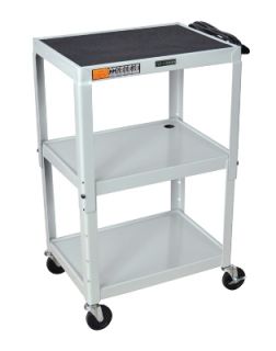 Luxor Furniture Utility Cart w/ Locking Brakes, Adjusts to 42 in, 24 x 18 in, Light Gray