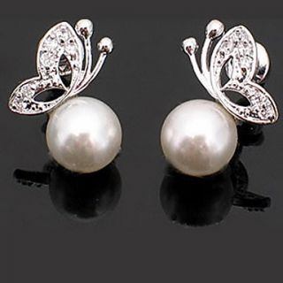 Graceful Alloy With Pearl Butterfly Shaped Womens Earrings