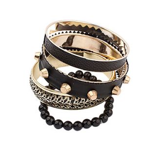 Vintage Punk Style Alloy Leather Bracelet Set