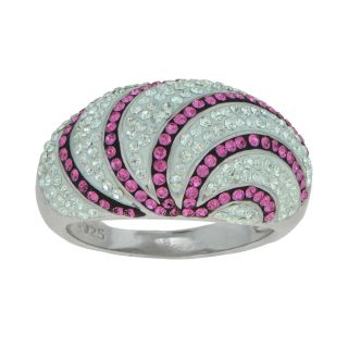 Sterling Silver Pink Crystal Swirl Ring, Womens