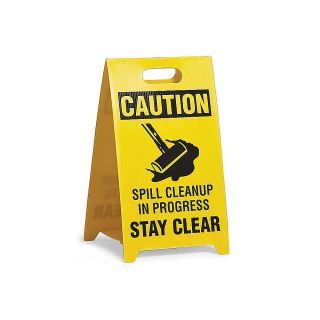 See All Plastic Floor Stand Sign   Caution Stay Clear   Yellow