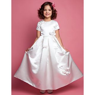 A line Princess Jewel Satin Flower girl Dress (618899)