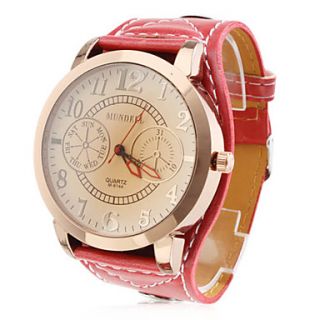 Fashionable Unisexs PU Analog Quartz Wrist Watch (Assorted Colors)