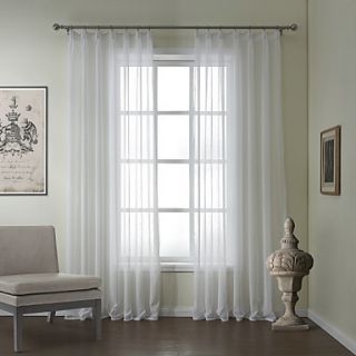 (One Pair) Modern Linen Jacquard Solid Sheer Curtain