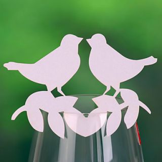 Love Bird Wedding Place Card For Wine Glass Card (Set of 12)