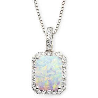 Lab Created Opal & White Sapphire Pendant, Womens