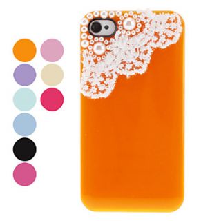 Protective Back Case with Pearl and Lace for iPhone 4/4S (Assorted Colors)