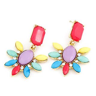 Color Flower Pendant Earrings