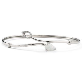 Lab Created Opal & Diamond Accent Bangle Sterling Silver, Womens