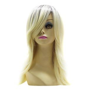 Capless Top Grade Synthetic Light Golden Blonde Medium Straight Hair Wig