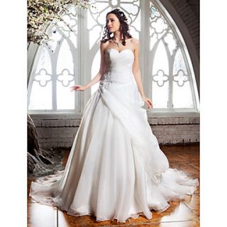 A line Sweetheart Sweep/Brush Train Organza Wedding Dress (632820)