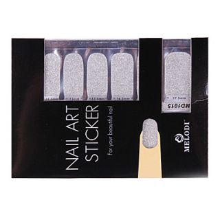 14PCS Nail Art Stickers Pure Color Glitter Powder Series (Silver)