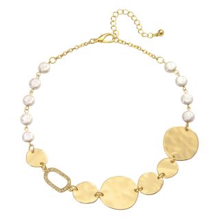 PALOMA & ELLIE Disc & Simulated Pearl Frontal Necklace, Womens