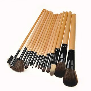 15PCS Yellow Handle Makeup Brush Kits With Black Leather Pouch