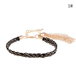 Lureme Gold Plated Alloy Tassels Woven Bracelet(Assorted Colors)
