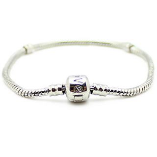 Silver Plated Alloy White Leather Bracelet