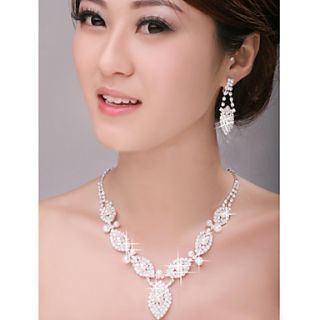 Delicate Alloy With Czech Rhinestones/Pearl Womens Jewelry Set Including Earrings,Necklace