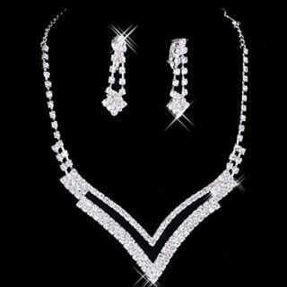 Great Alloy Silver Plated With Rhinestone Wedding Jewelry Set