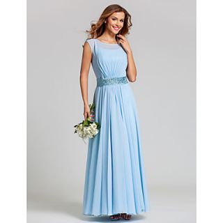 A line Scoop Natural Ankle length Chiffon Bridesmaid Dress(710820)
