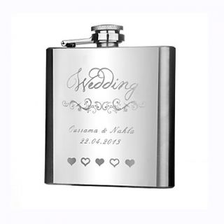 Personalized Stainless Steel 6 oz Flask   Wedding