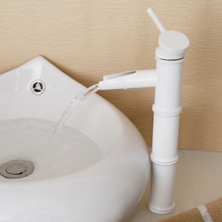 Art Deco / Retro Painting Finish Ceramic Valve Single Handle One Hole Brass Bathroom Sink Faucet