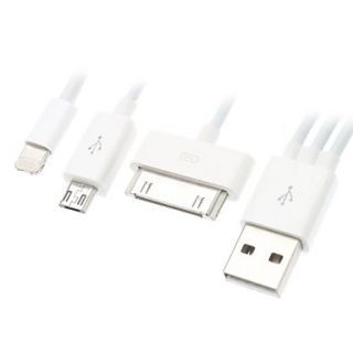 3 In 1 USB Data and Charging Cable for Samsung Cellphones and iPhone (Assorted Colors,0.4M)