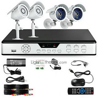Zmodo 4 CH Key DVR Outdoor Day Night CCTV Home Security Surveillance 600TVL Camera System