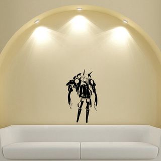 Japanese Manga Girl Suit Of Steel Vinyl Wall Sticker (Glossy blackEasy to applyInstructions includedDimensions 25 inches wide x 35 inches long )